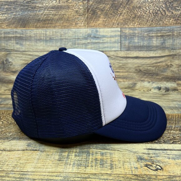 Cowboy Beer Mens Trucker Hat Navy Snapback Rodeo Cowboy Beer Baseball Cap - Picture 3 of 7